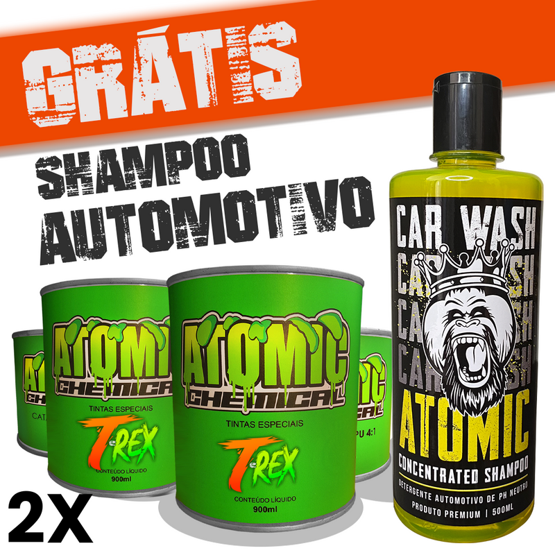 2 KIT de T-REX Tinta Automotiva Texturizada e Catalisador ATOMIC® com BRINDE (Shampoo Automotivo)
